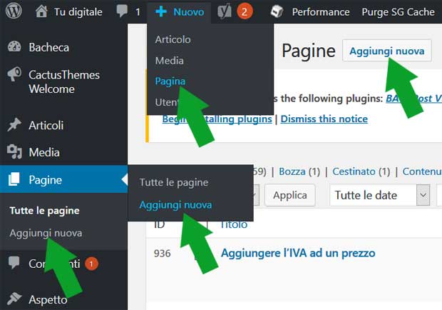 creare un sito web con wordpress - pubblicare una pagina