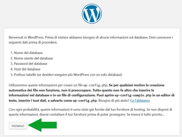 installare wordpress