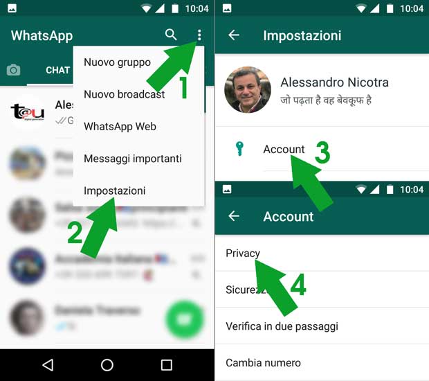 accedi alla privacy di WhatsApp