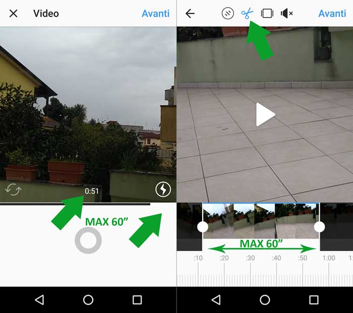 funzioni di instagram durata del video