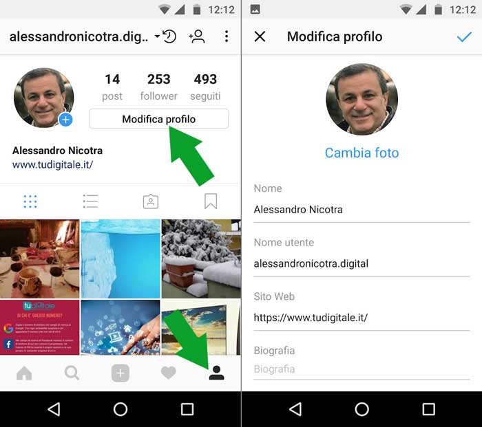 funzioni di instagram getione del profilo