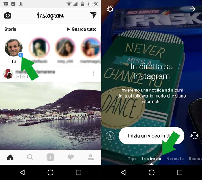 funzioni di instagram video in diretta