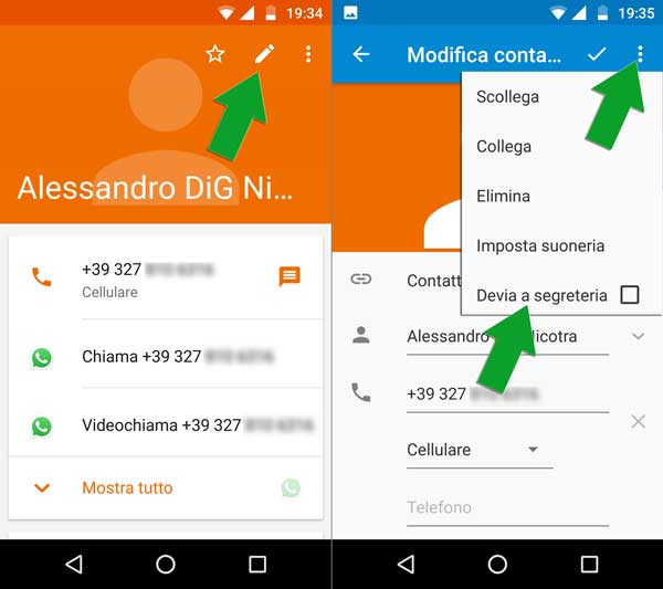 bloccare un numero da contatto android