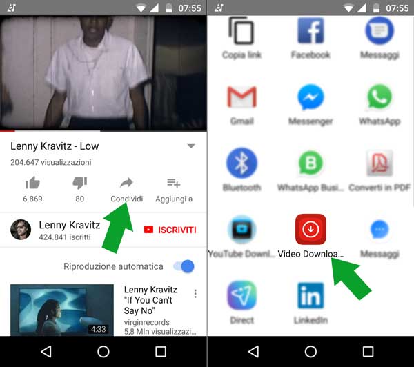 Condividi con Video Downloader