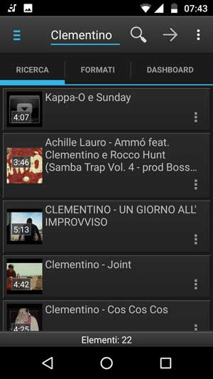 Ricerca nella prima tab di YouTube Downloader