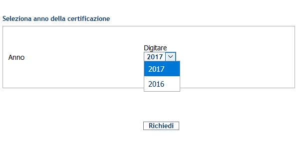 richiedi certificazione dei redditi siamm