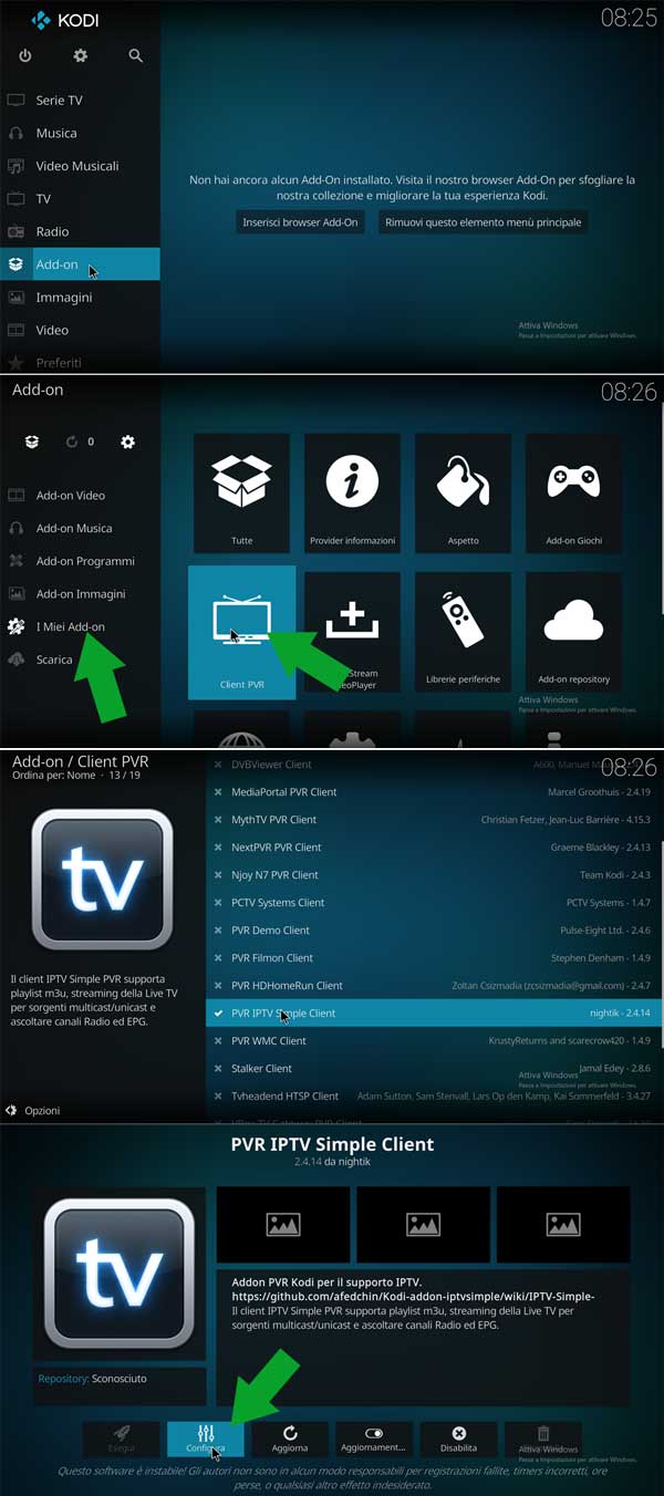 Kodi configurazione per IPTV