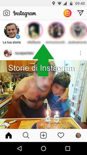 la sezione Storie di Instagram