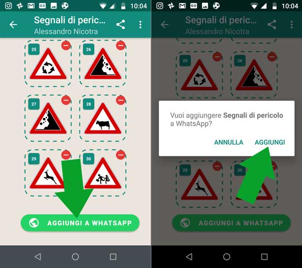 caricare adesivi su WhatsApp con Sticker Maker - aggiungi a app