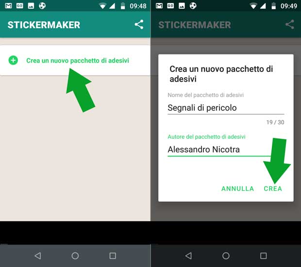 caricare adesivi su WhatsApp con Sticker Maker