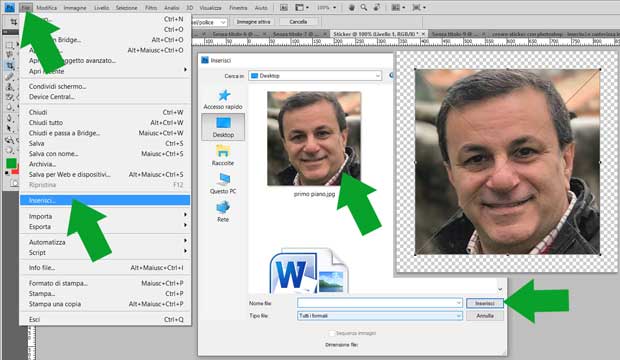 creare adesivi con photoshop - inserisci immagine