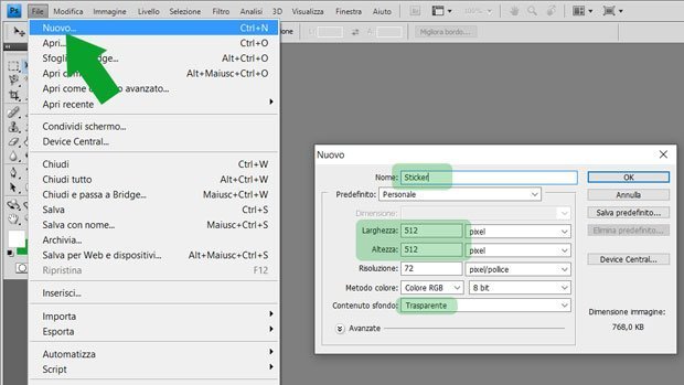 creare sticker con photoshop