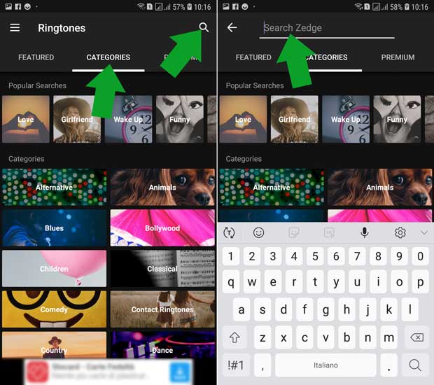 Zedge - categorie ringtones