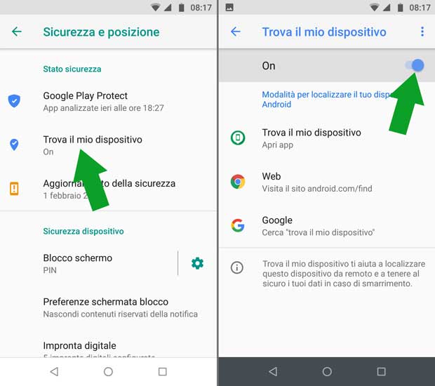 android trova il mio dispositivo