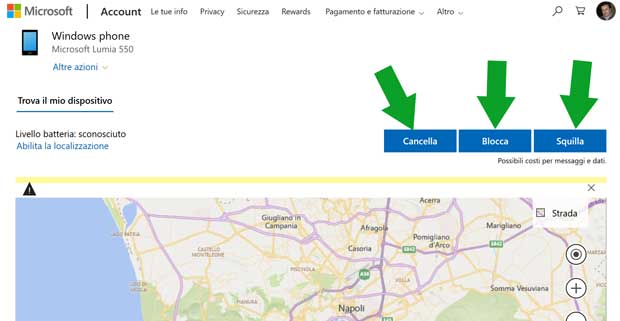 trova il mio dispositivo windows phone