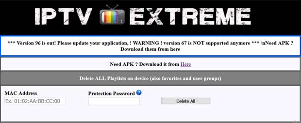 IPTV Extreme - cancellare liste