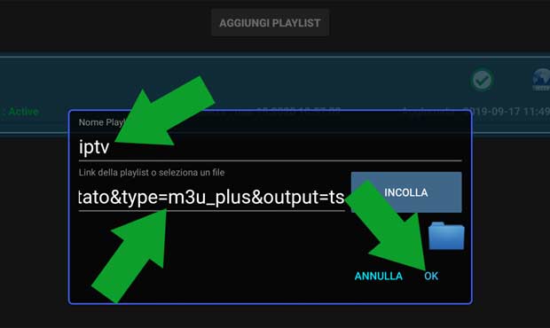 Inserisci stringa di connessione