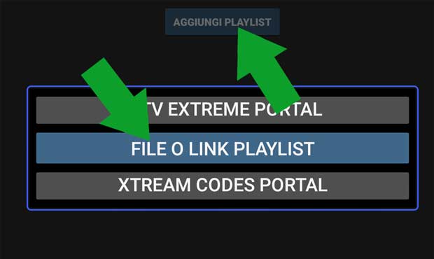 Aggiungi file o link playlist