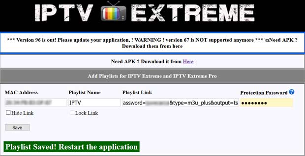 IPTV Extreme - Interfaccia Web