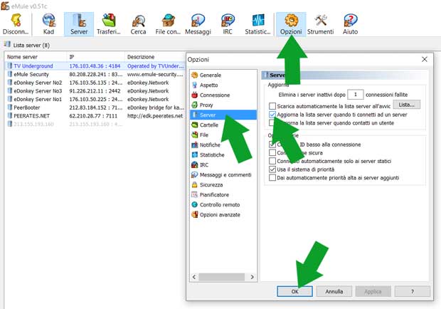 aggiornare i server per scaricare con eMule